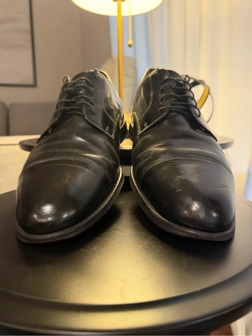 Men’s Bostonian Crown Windsor Leather Black Cap Toe Dress Shoes Size 13
